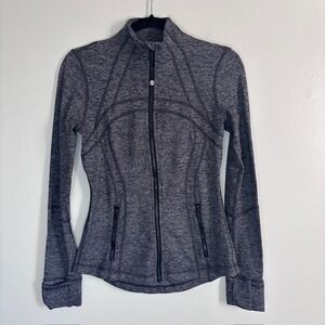 Lululemon Define Jacket Heathered Black Grey Space Dye Full Zip Size 6 Rip Tag